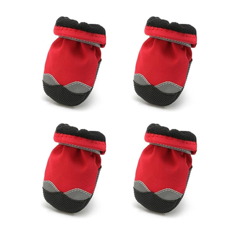 4pcs Lightweight Dogs Shoes with Reflective Striped Dogs Comfortable Dogs Daily Walking Booties Lightweight Cats Shoes