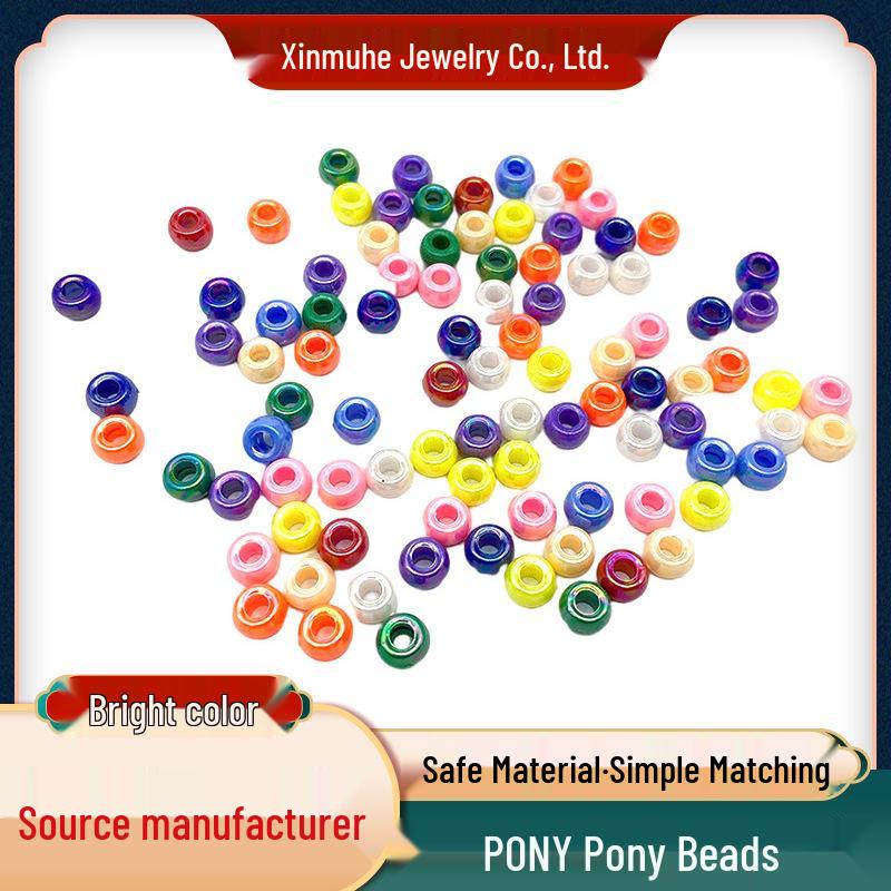 

9мм Акриловые Мультяшные Бусины-Пони для Изготовления Детских Браслетов – Материалы для Бисероплетения с Большим Отверстием