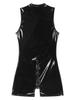 Men's Wet Look Patent Leather Bodysuit Long Sleeve Zipper Jumpsuit Catsuit Clubwear