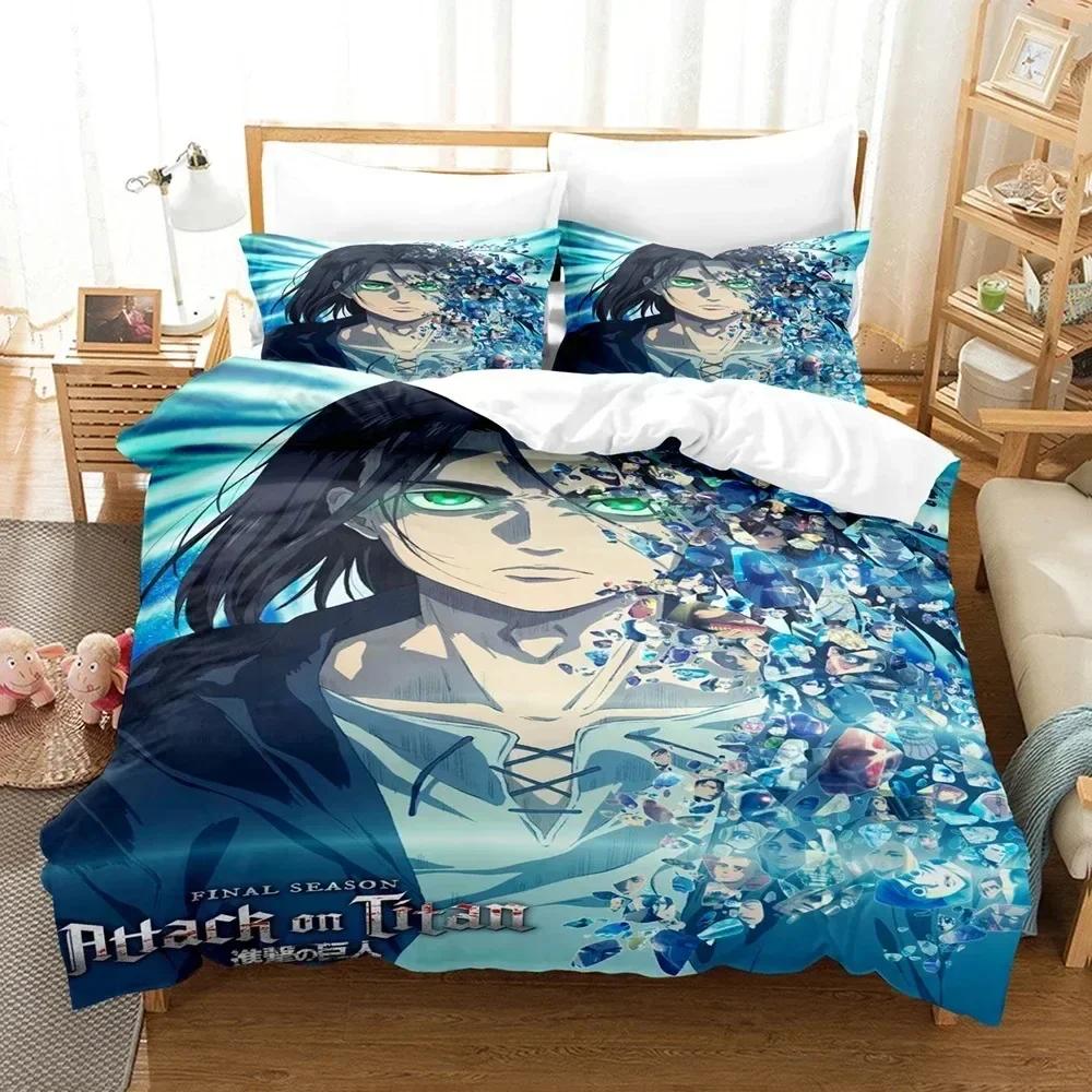 3D Attack on Titan Final Season Bedding Set Duvet Cover Sheet Printed Bed Set Pillowcase Full Queen King Size Comforter Bedroom
