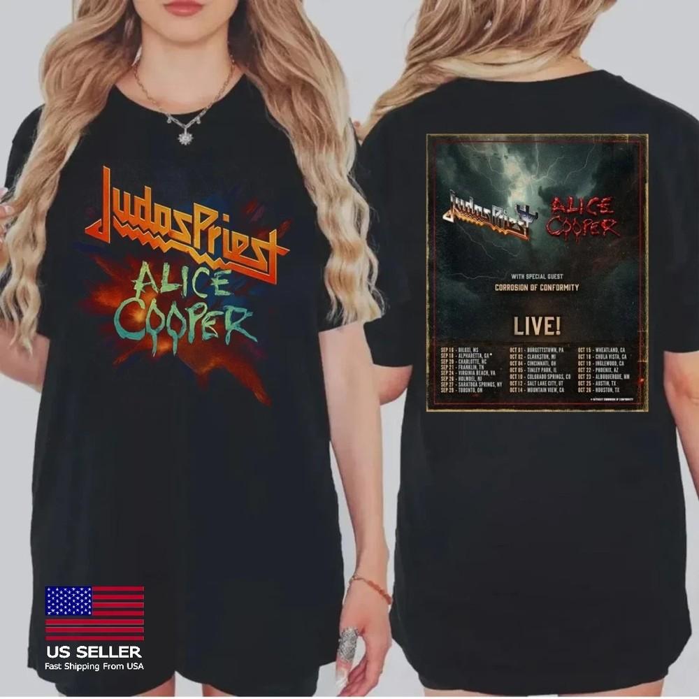 

Judas Priest And Alice Cooper North American Tour Date 2025 Shirt Fastship 4XL