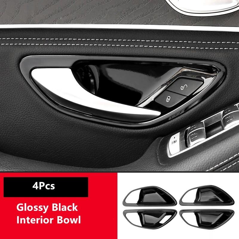 Carbon Fiber Look Car Interior Door Handle Door Bowl Cover Trim Frame For Mercedes Benz C E Class W205 W213 GLC X253