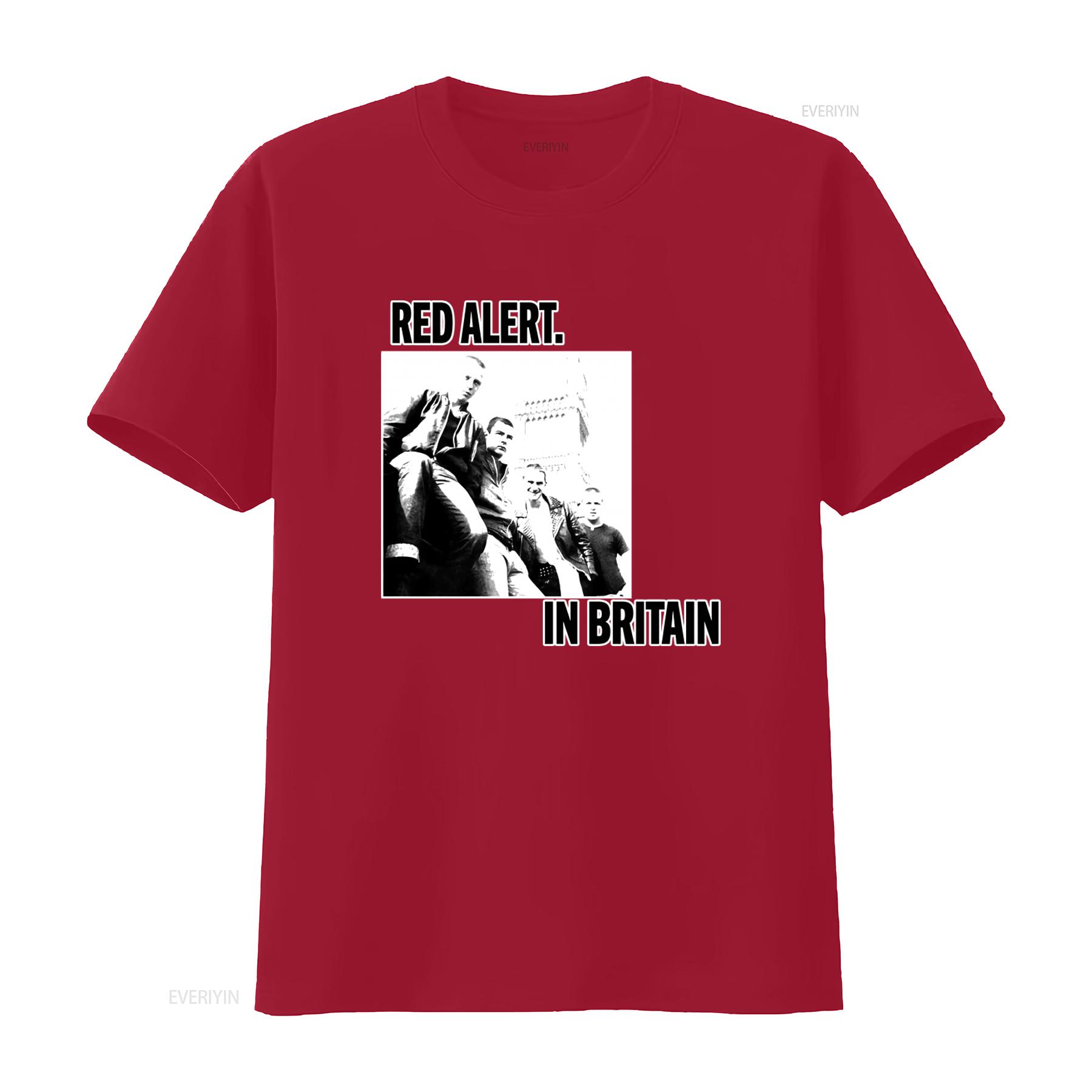 Red Alert In Britain Punk Rock T Shirt XL Size Oi Skinhead Style Blitz Cock Sparrer Business GBH Design vintage Washed fashion S