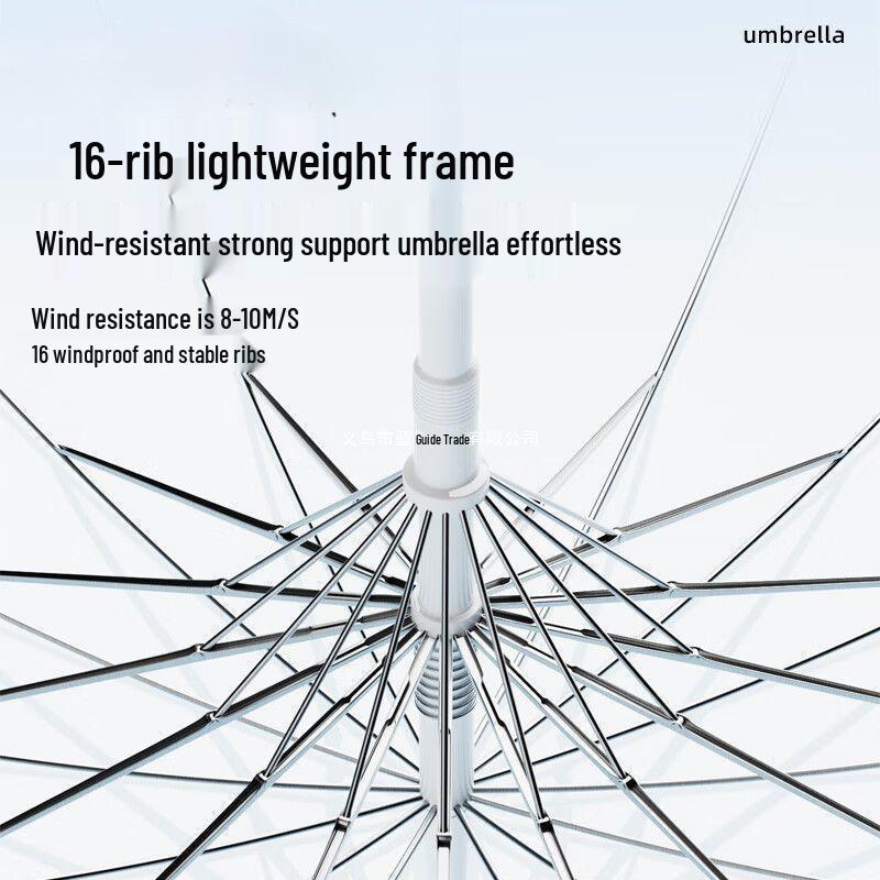 Parapluie Transparent Blanc Haute Qualité avec Long Manche, 16 Baleines pour Deux Personnes, Design Élégant pour la Pluie ou le Soleil