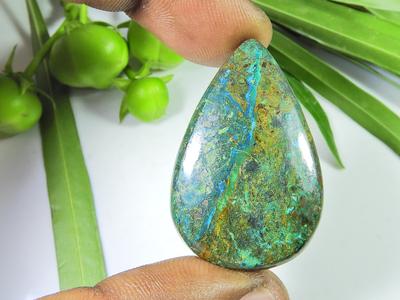 49Cts. Natural Chrysocolla Cabochon Loose Gemstone For Jewellery 25X37X06 MM SK-1038