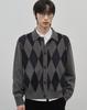 Work On Body Off Karen Semi-Overfit Argyle Collar Cardigan [Gray]