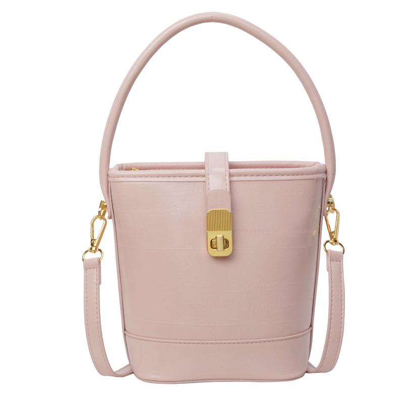 Hand Carrying Bucket Bag, New Women's Solid Color Shoulder Bag, Fashionable and Simple Casual Messenger Bag.