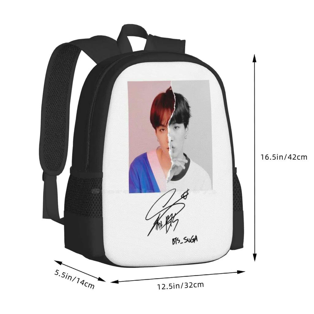Suga Signature Fashion Pattern Design Travel Laptop School Backpack Bag Kpop Army Min Yoongi Yoongi Suga Love Yourself You