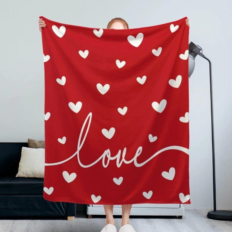 

Red Love Heart Pattern Blanket Cozy Soft Flannel Throw Blanket for Couch Bed Living Room Home Decor Gift for Valentine s Day 150x200cm