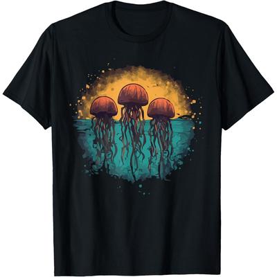 Retro Jellyfish Ocean Lovers Sea Creature Graphic Art Print T Shirt