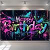 Multicolor Splatter Birthday Party Backdrop Banner Decoration