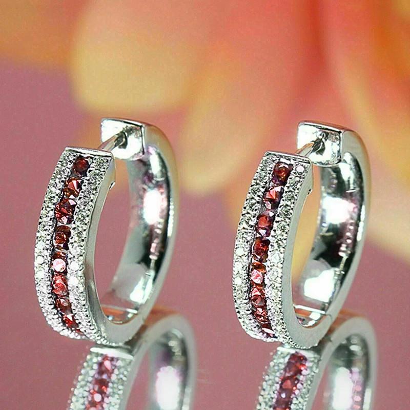 Sterling Hoepeloorbellen met Blauwe Zirkonia Delicate Damesoorbellen Nieuwe Moderne Mode Vrouwelijke Oorsieraden white
