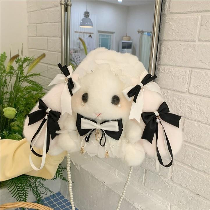 Sweet Velvet Lolita Backpack With Ribbon Details And Nylon Lining