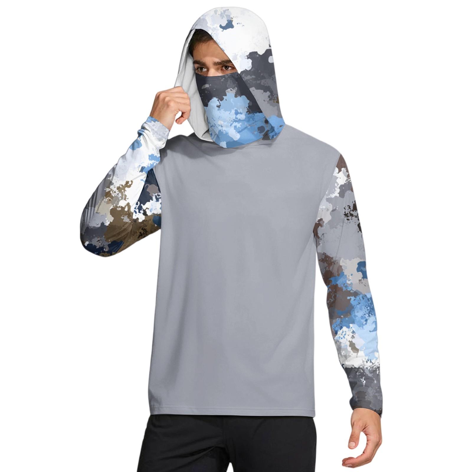 

Мужская рубашка с маской Легкая с длинным рукавом Капюшон Для пеших прогулок Рыбалки Для выступлений L синий