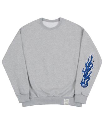 GRAVER [Unisex] Elbow Flame Smile Sweatshirt_Gray