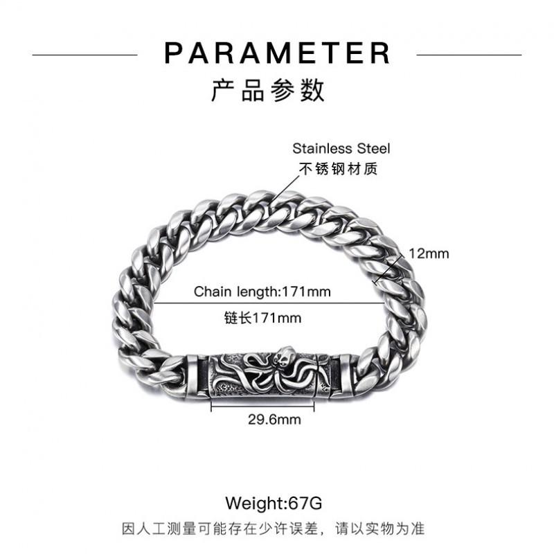 European American Trendy Octopus Skull Aromatherapy Men's Bracelet Made Of Stainless Steel Material With Long-lasting Fragrance Versatile Accessories