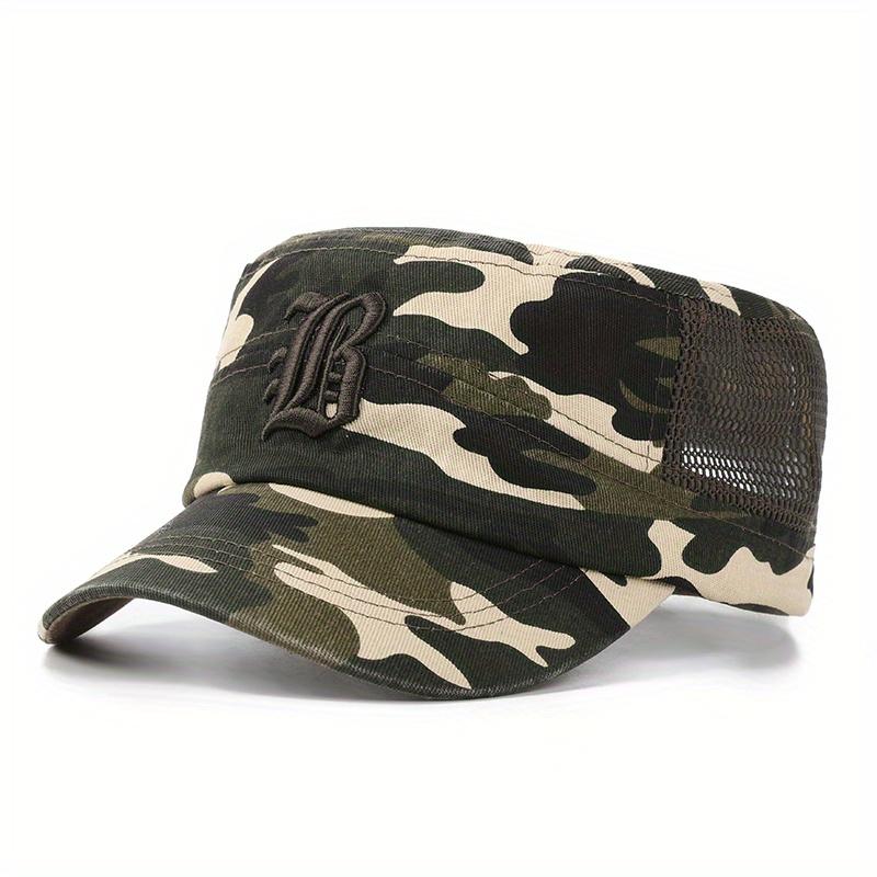 1pc Embroidered Camouflage UV Protection Mesh Breathable Flat Cap, Suitable For Outdoor Activities, For Men Women