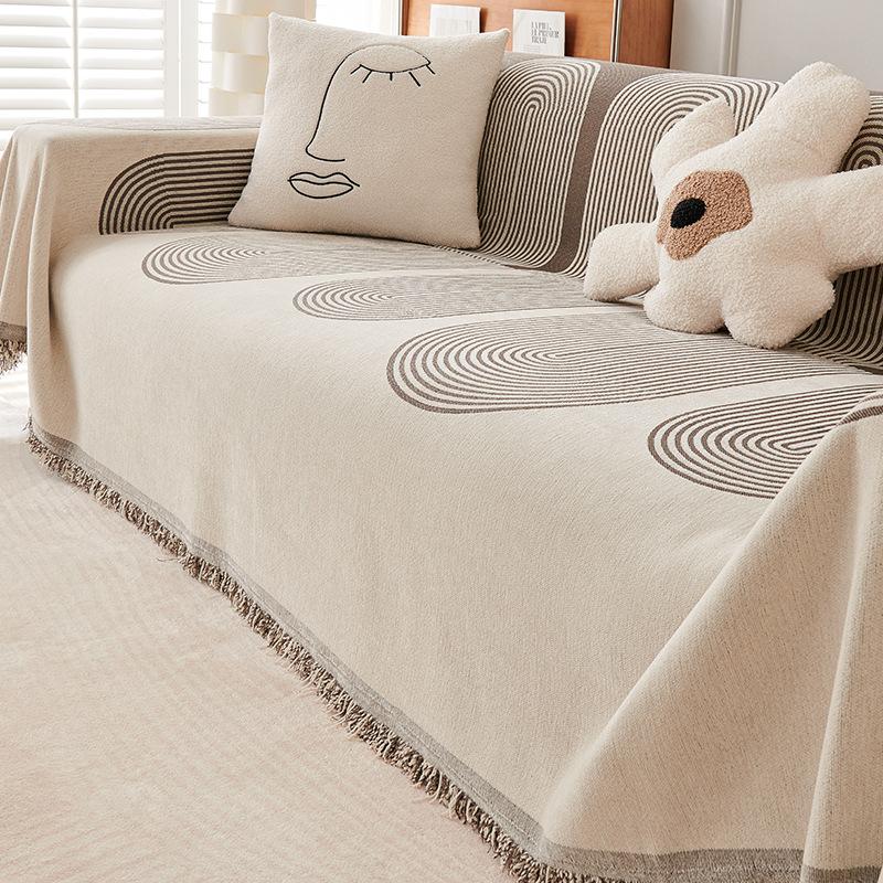 Chenille Four Seasons Universal Line Solid Color Minimalist Home Bedroom Living Room Sofa Integrated Full Cover Towel Cloth