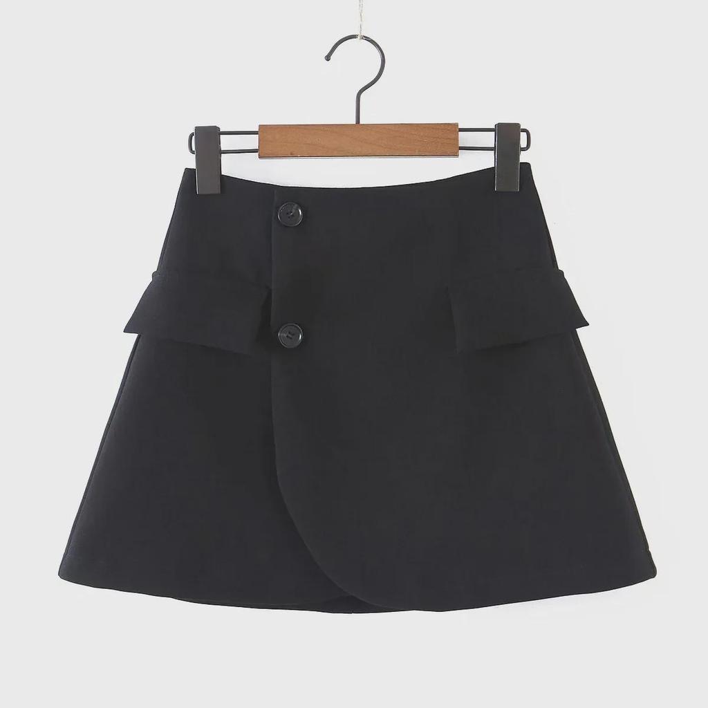Trendy Spring & Autumn Women's Short-Sleeve Suit Jacket + High-Waist Pocket Skirt