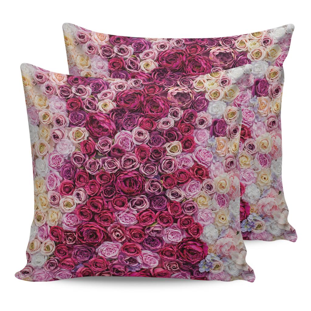 Cushion Cover Pink Flower Rose Vintage Throw Pillow Cover Sofa Car Home Decoration Pillow Cover
