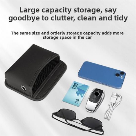 PU Leather Car Storage Bag Self-Adhesive Center Console Multifunction Organizer