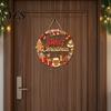 Poplar Wood Decor Christmas Door Sign, Double Sided Hanging Wooden Plaque for Front Door, Winter Holiday Party Supplies Rustic Wall Decoration Indoor