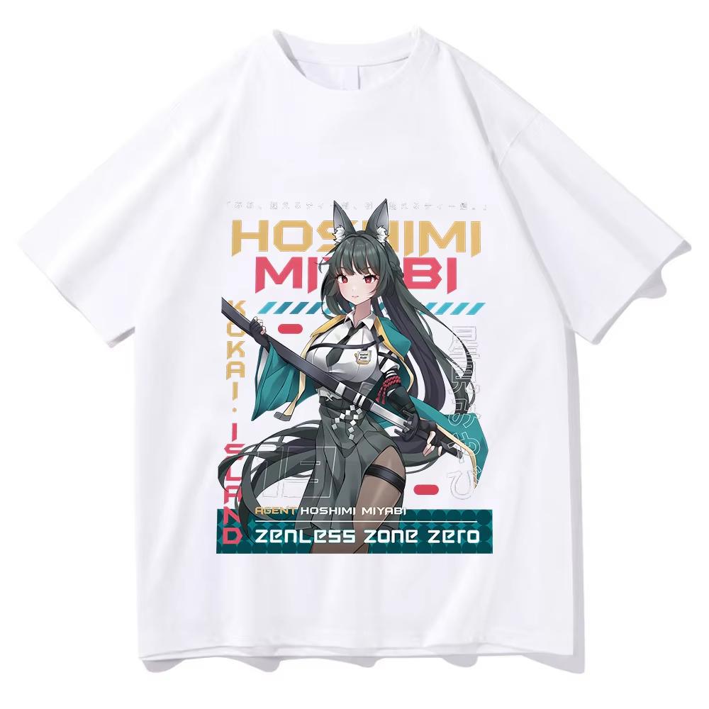 Zenless Zone Zero Hoshimi Miyabi Anime Graphic Unisex Casual Cotton Short Sleeve Women And Men Comfortable T-shirt 4XL