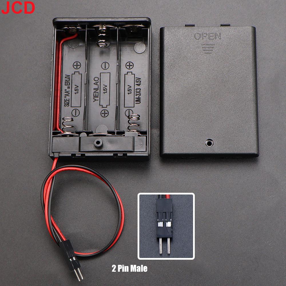 JCD 1pc 3x AA Battery Holder Storage Case Box With Switch & Cover PH2.0 XH2.54 SM DC5.5*2.1mm USB Plug Connect Terminal Cable