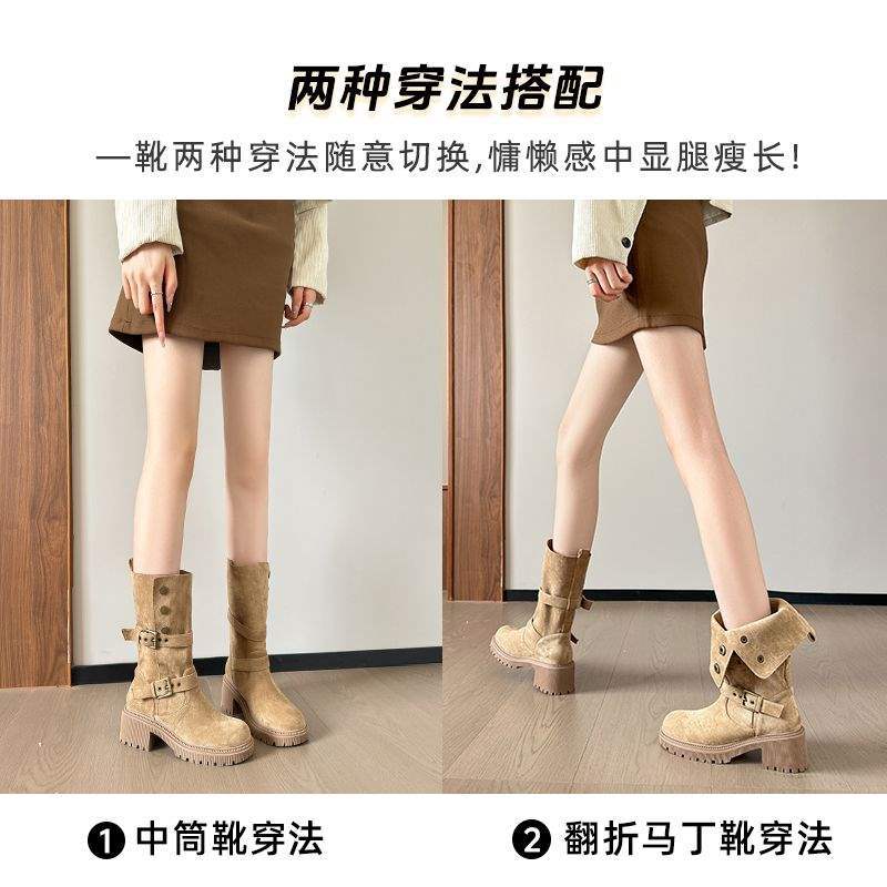

Raised thick-soled Maillard Martin boots women s 2025 winter high-heeled warm lamb wool snow boots fleece short boots 35