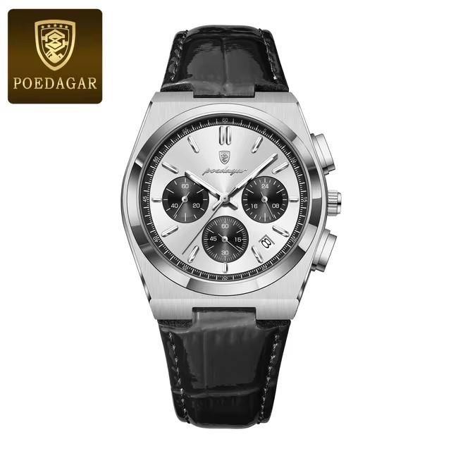 POEDAGAR 970 Custom Logo Watch Leather Sports Man Wristwatches Waterproof Bracelet Quartz Men's Watches Reloj Relojes Hombre