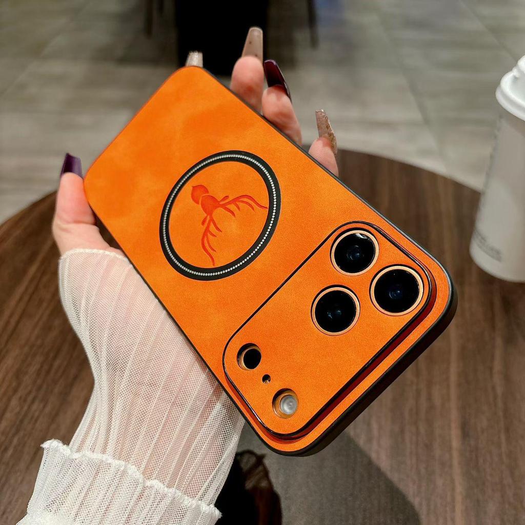 IPhone 16 Magnetische Stofftextur Handyhülle - Vollständige Abdeckung Elch-Design, Sturzsicher für Apple 14/15/17 Pro Max