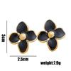 French Retro Floral Titanium Steel Stud Earrings - Exquisite Four-Petal Design for Women