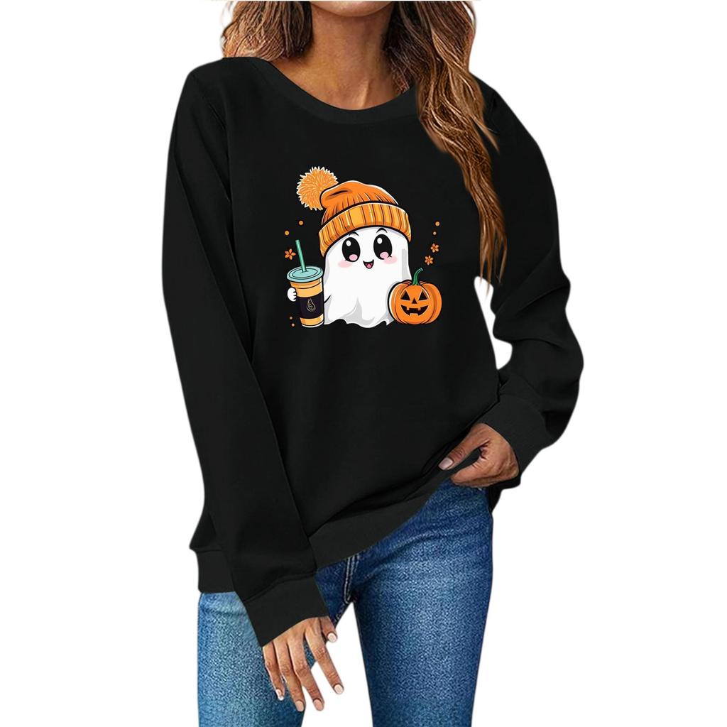 Women's Fashion Casual Print Casual Long Sleeve Round Neck Sweatshirt Top