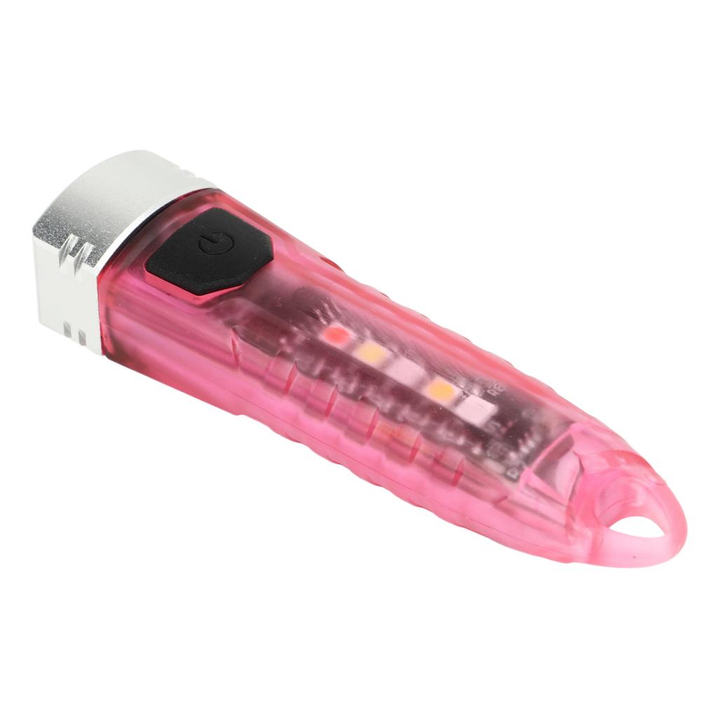 Portable Mini Keychain LED Light Torch Rechargeable IPX6 Type C Small Outdoor Keyring Flashlight 400LM Transparent Pink