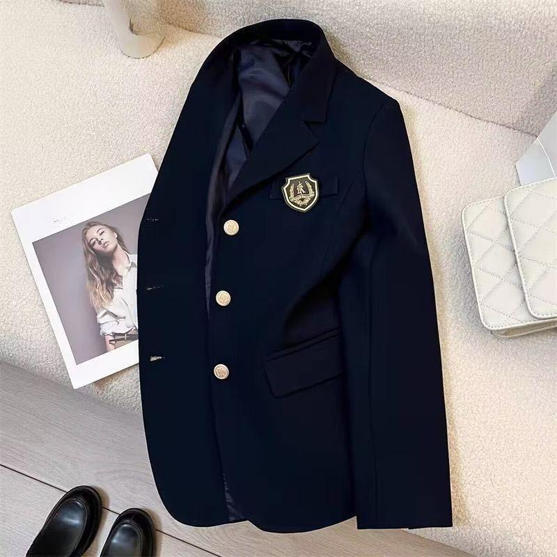 Japanese Jk Uniform Women Blazer Jacket Spring Autumn New Spring Preppy All Match Suit Coat Bf Loose Lapel Casual Buttons Outerwear