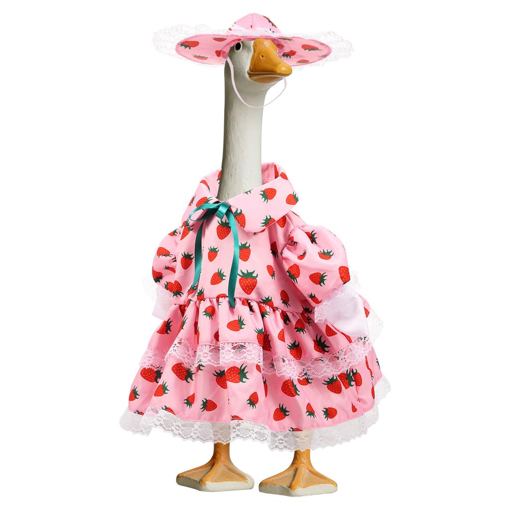 2026 Obleček pro husu na verandu Soška husy Sukně Klobouk Oblečení Roztomilý Vtipný Venkovní Dekorace dvora, trávníku, terasy Kostým husy na verandu
