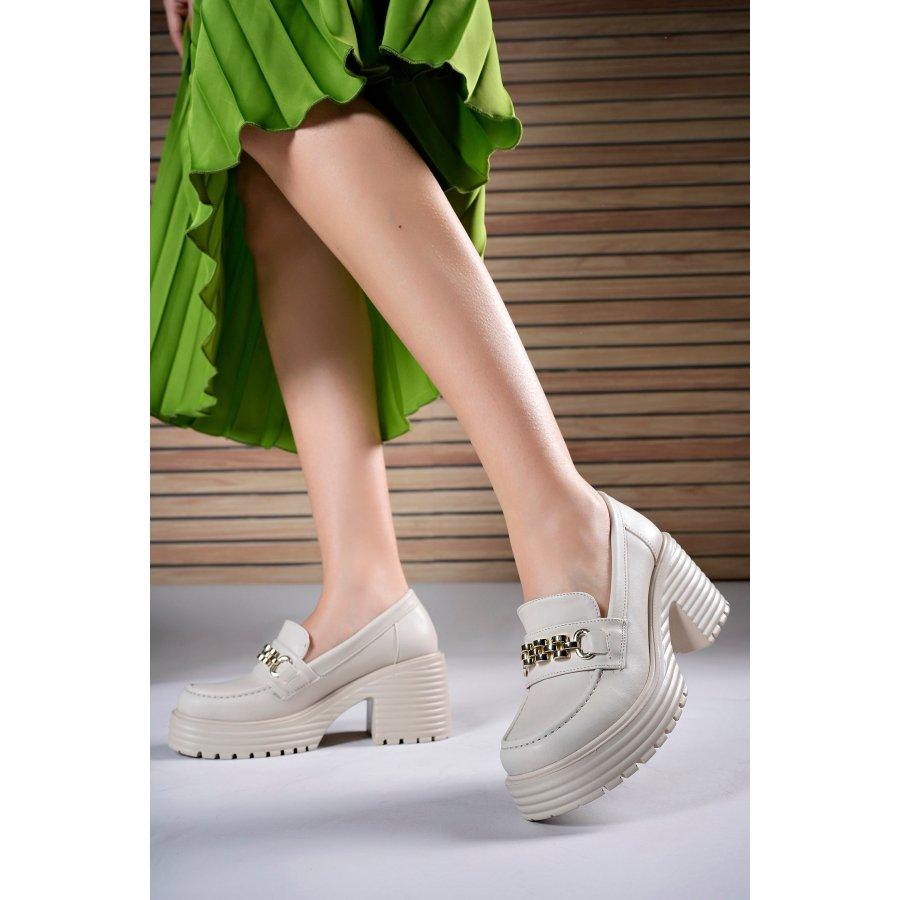 Women Platform Heeled Loafer Shoes