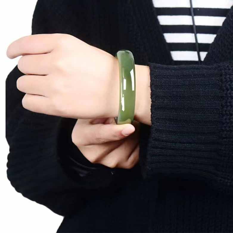 Hetian Jade Bangle Natural Nephrite Jade Bracelet for Women Gift for Her Lucky Protection Jewelry