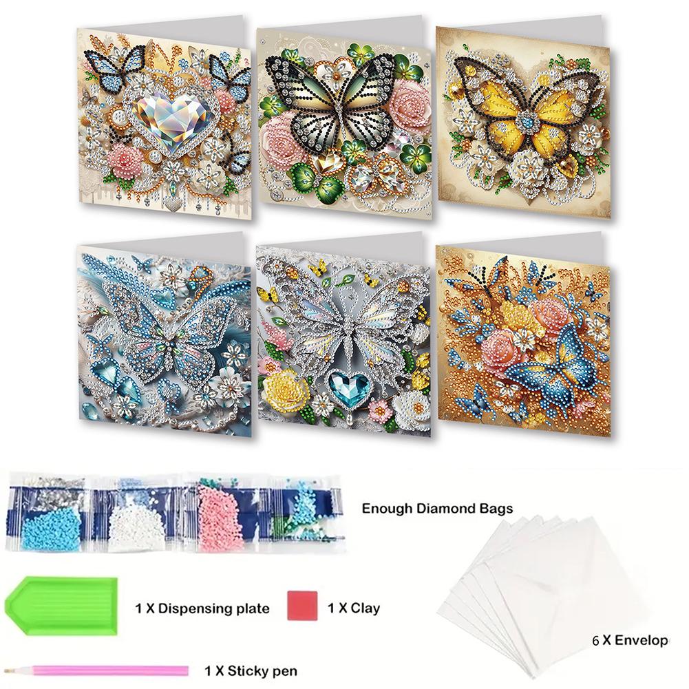 6Pcs Mask DIY Diamond Painting Card Rhinestone Painting Card Kit Diamond Painting Greeting Card for Holiday Party Favors