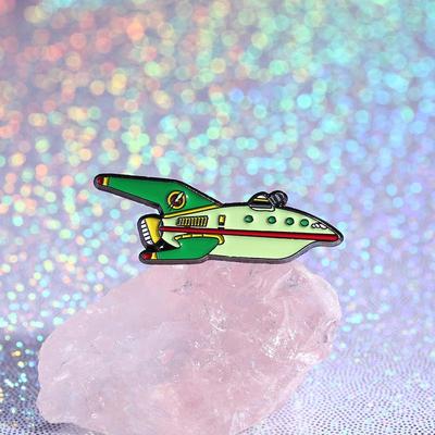 Cartoon Green Airplane Metal Lapel Pin - Fun Children's Backpack Accessory