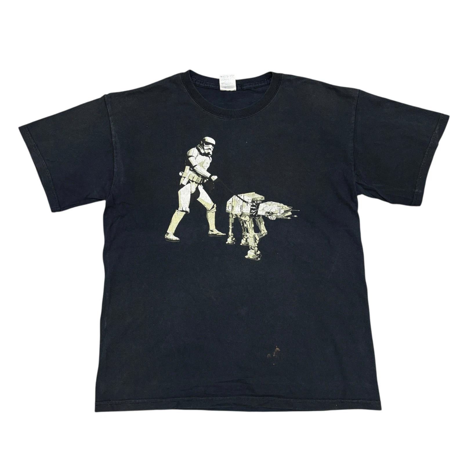 Star Wars Shirt Black Medium Sci Fi Movie Promo Stormtrooper Graphic T-Shirt Y2K M