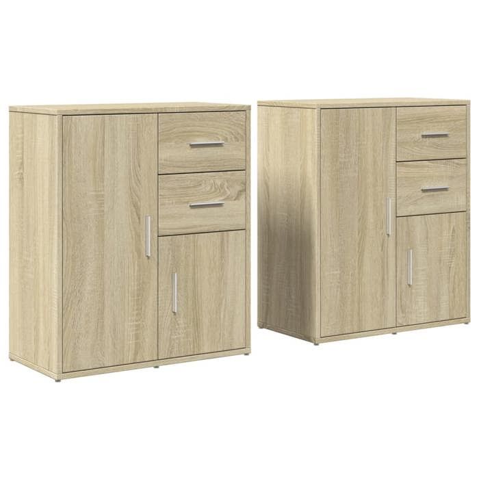 VidaXL Buffets 2 pcs chêne sonoma 60x31x70 cm bois d'ingénierie, armoire de rangement, meuble d'entrée, meuble d'appoint 3276562
