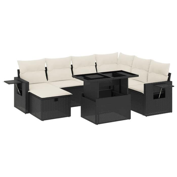 VidaXL Garden Lounge Set 8 Pcs with Cushions Black Wicker, Outdoor Sofa Set, Garden Lounge, Set 3274996