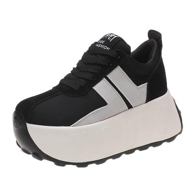 Pantofi sport casual de modă pentru femei cu toc de 7,5 cm, pantofi sport cu platformă înaltă, pantofi cu pană pentru creșterea înălțimii, din piele, albi, confortabili, pantofi sport masivi