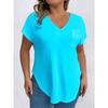 BITCED Women's Fashion Casual Solid Color Print Short Sleeve V Neck Blouses & Shirts