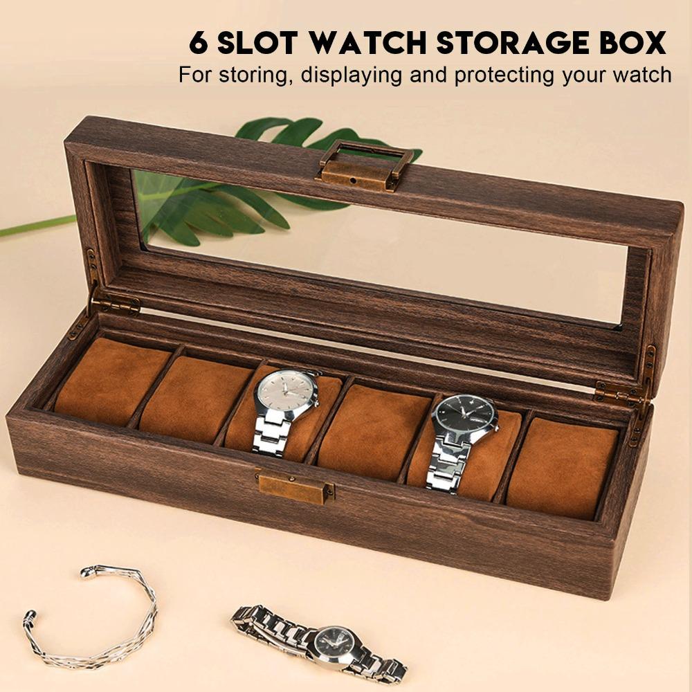 32*12*8cm Retro Wooden Wristwatch Storage Case  Personal Multi-watch Collection Storage