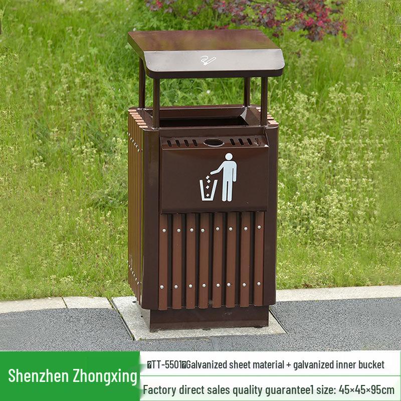 Stainless Steel Outdoor Trash Can: Large Sanitation Bin for Fruit Peels and Waste