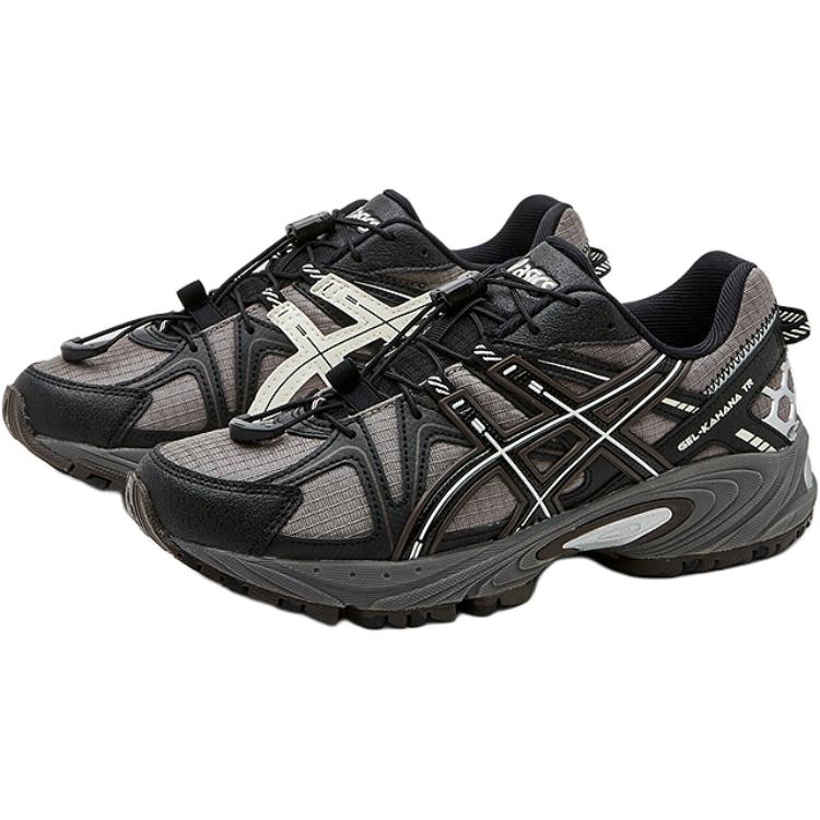 New ASICS Gel Kahana TR Slip Resistant, Abrasion Resistant, Breathable Low Top Kids' Running Shoes Black Gray Unisex 1204A183-020