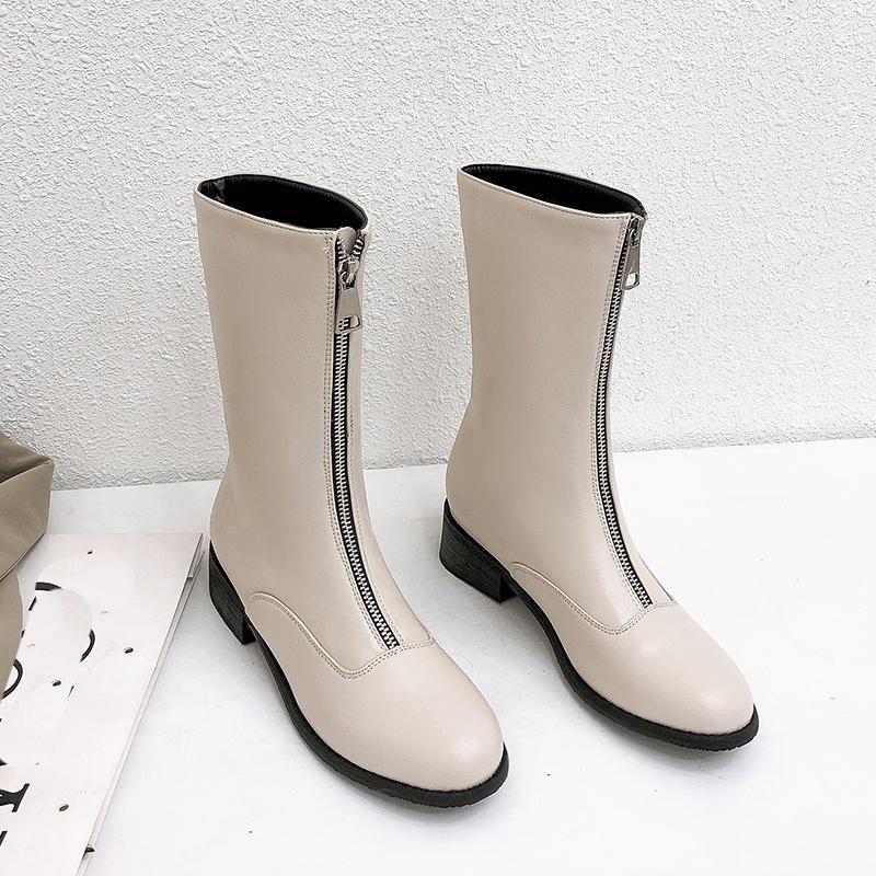 Women's Low-heeled Short Boots Autumn and Winter New Thick-heeled Large-size Comfortable Casual Short Boots