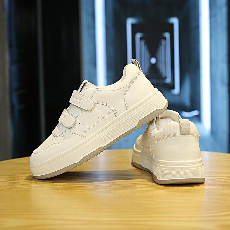 Velcro little white shoes women's flat bottom 2025 spring new popular versatile platform student sports and leisure board shoes